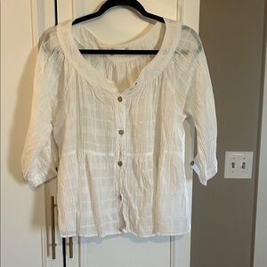 Altar'd State White Textured Blouse